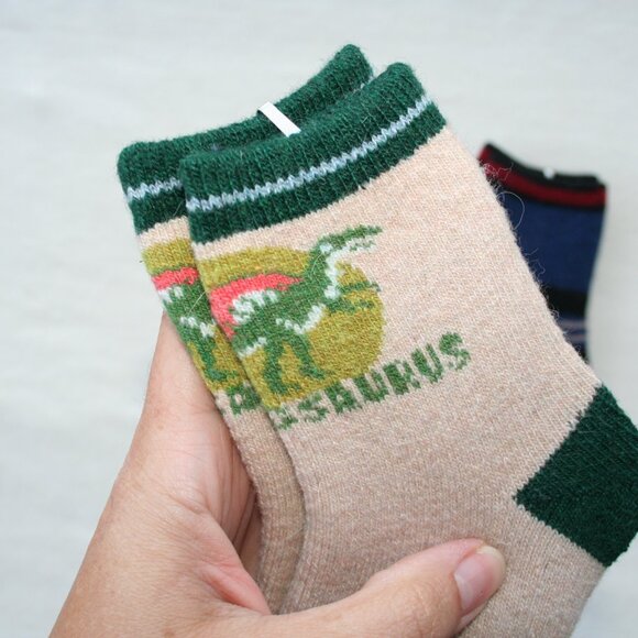 SUPER SOFT KIDS Sz 9 - 11 DINO SOCKS THICK COMFY WARM 2 PAIR LOT DINOSAUR BOYS - Picture 3 of 12